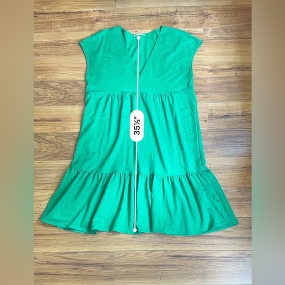 Zara Emerald Green V-Neck Dress - Picture 7 of 8